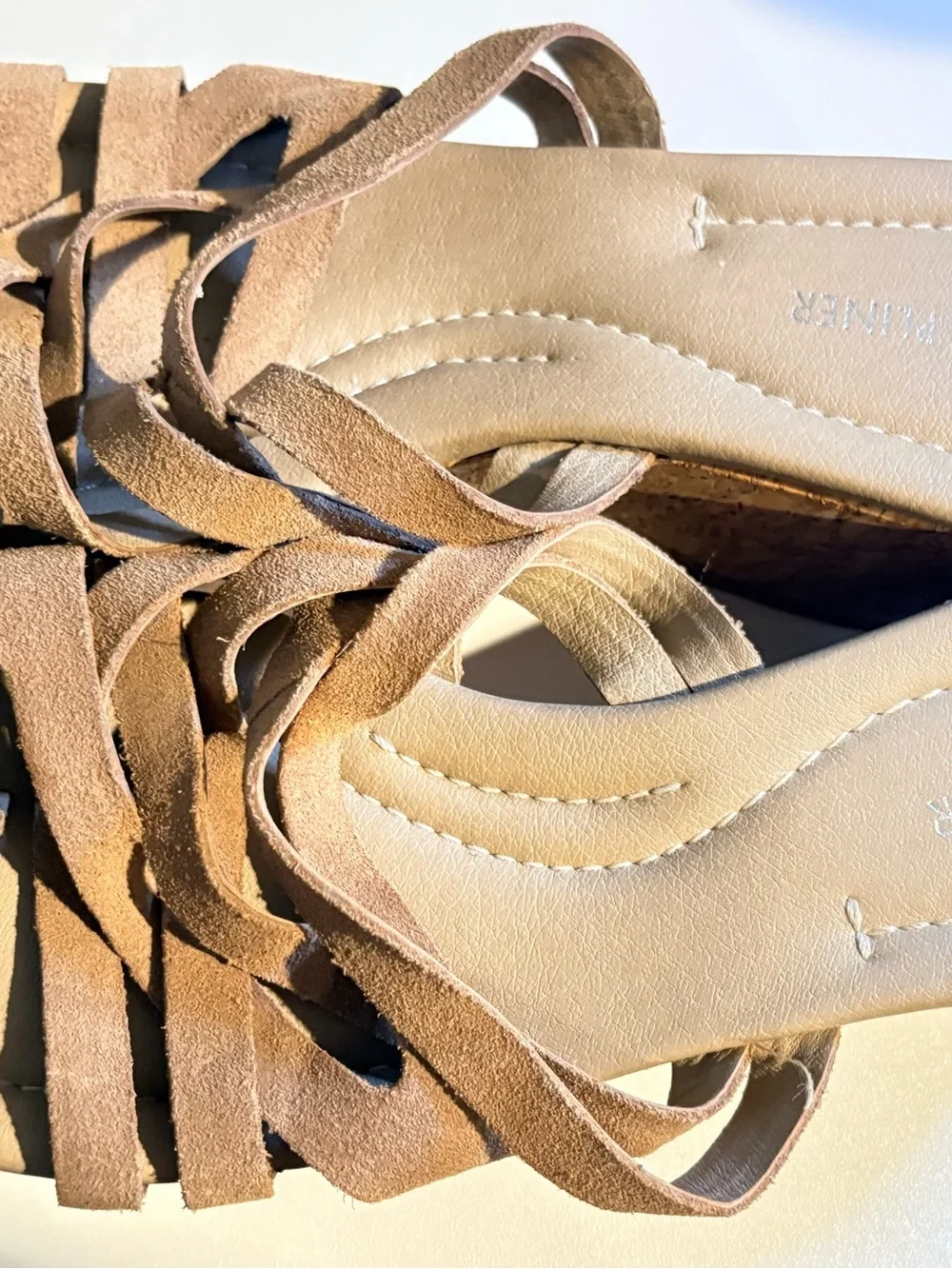 Donald J. Pliner Taupe Suede Cork Platform Sandals